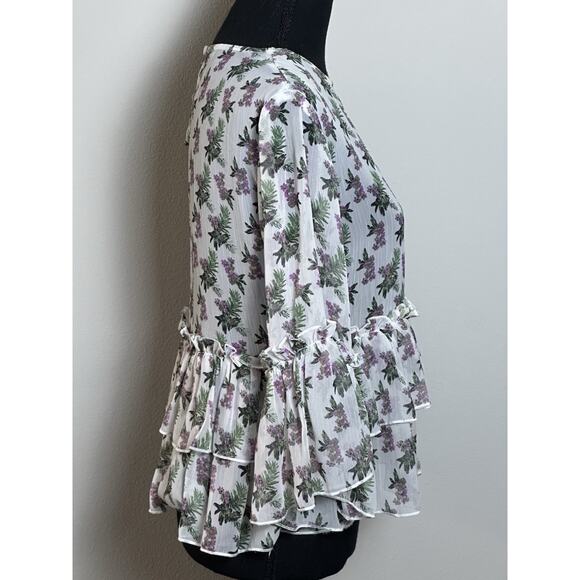 Buffalo David Bitton Women's Floral Print Top Size S Boho Flare Sleeve Top - Picture 5 of 16